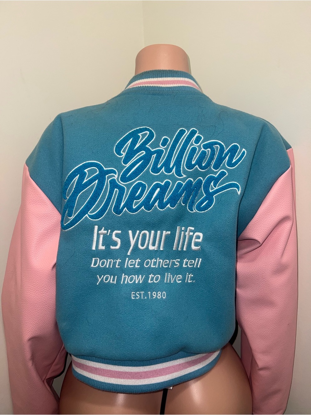 Women’s Varsity Jacket - Teal & Pink